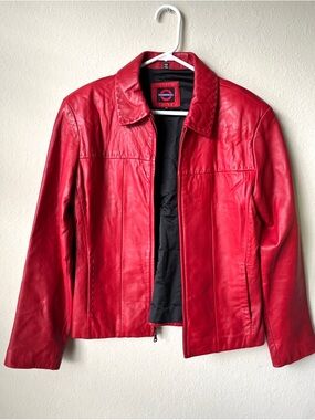 Underground Red Vintage Leather Zip Jacket